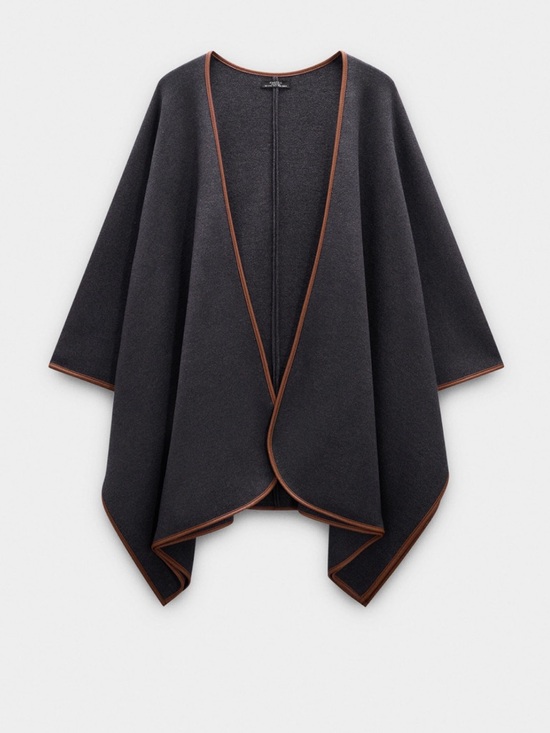 Parfois Sweaters - PARFOIS Poncho - Charcoal Grey Knit With Contrasting Stitching Detail (One Size)